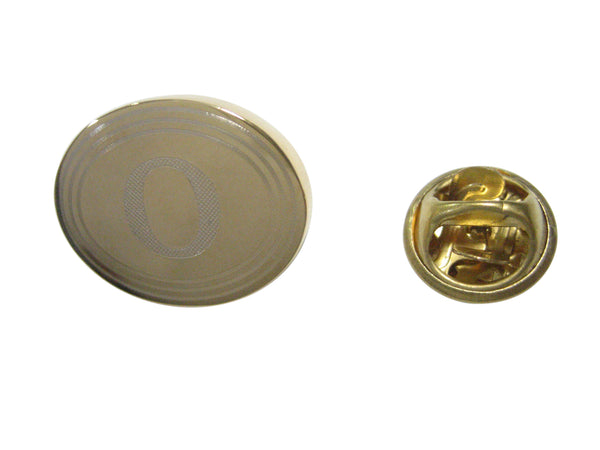 Gold Toned Etched Oval Greek Letter Omicron Lapel Pin