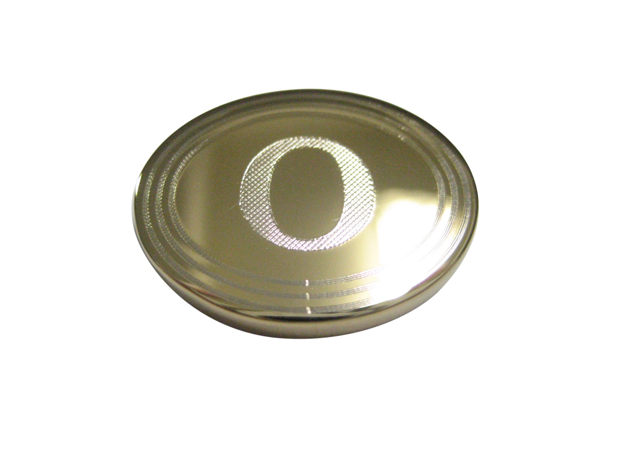 Gold Toned Etched Oval Greek Letter Omicron Magnet