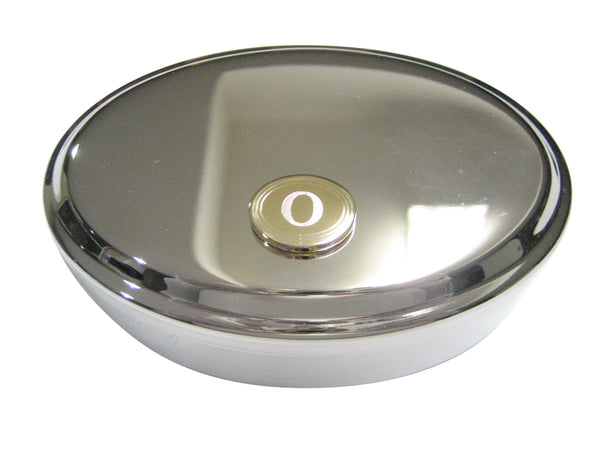 Gold Toned Etched Oval Greek Letter Omicron Oval Trinket Jewelry Box