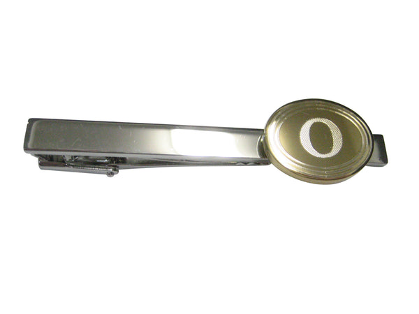 Gold Toned Etched Oval Greek Letter Omicron Tie Clip