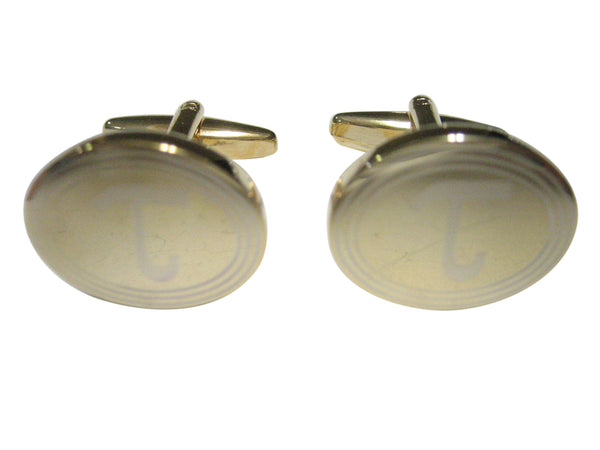 Gold Toned Etched Oval Greek Letter Tau Cufflinks