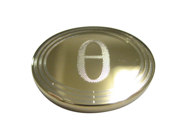 Gold Toned Etched Oval Greek Letter Theta Pendant Magnet