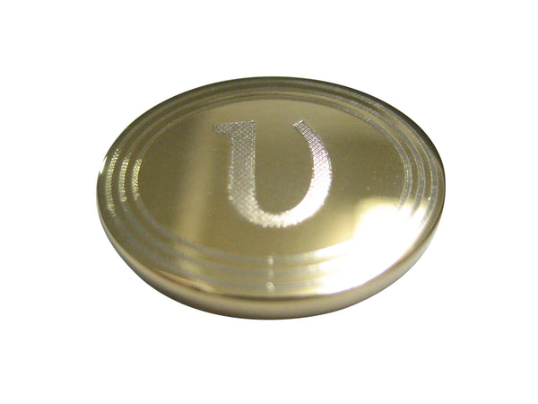 Gold Toned Etched Oval Greek Letter Upsilon Pendant Magnet