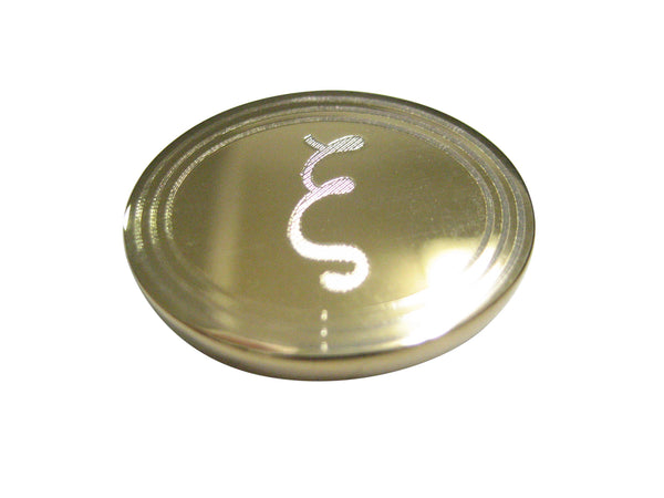 Gold Toned Etched Oval Greek Letter Xi Magnet