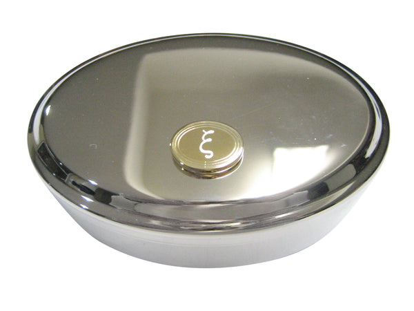 Gold Toned Etched Oval Greek Letter Xi Oval Trinket Jewelry Box