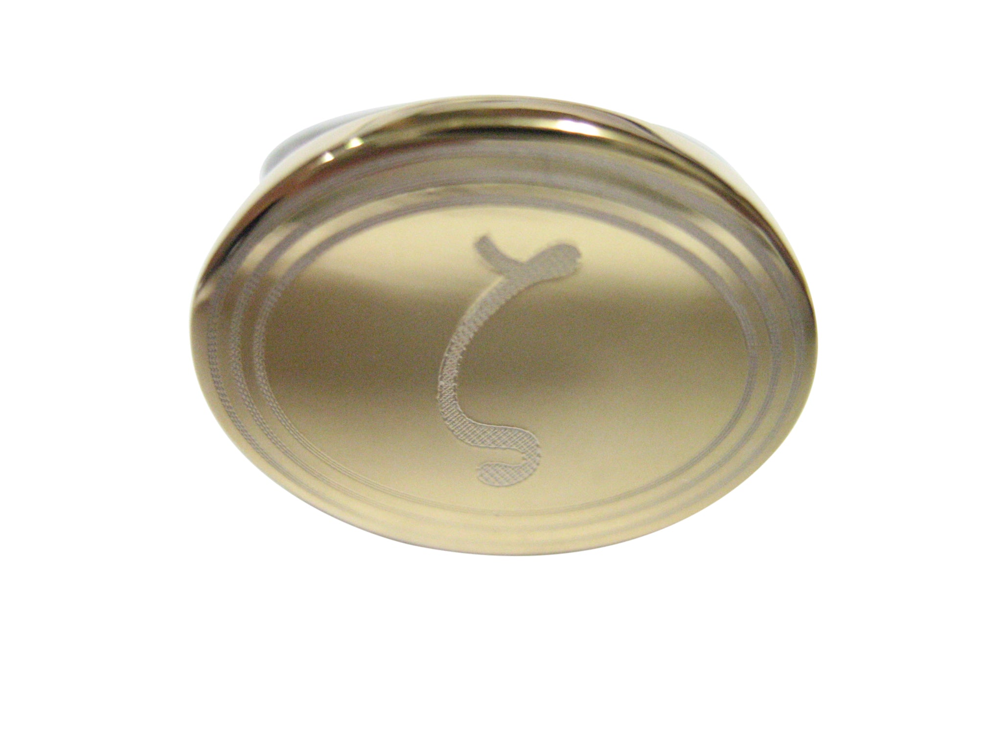 Gold Toned Etched Oval Greek Letter Zeta Pendant Adjustable Size Fashion Ring