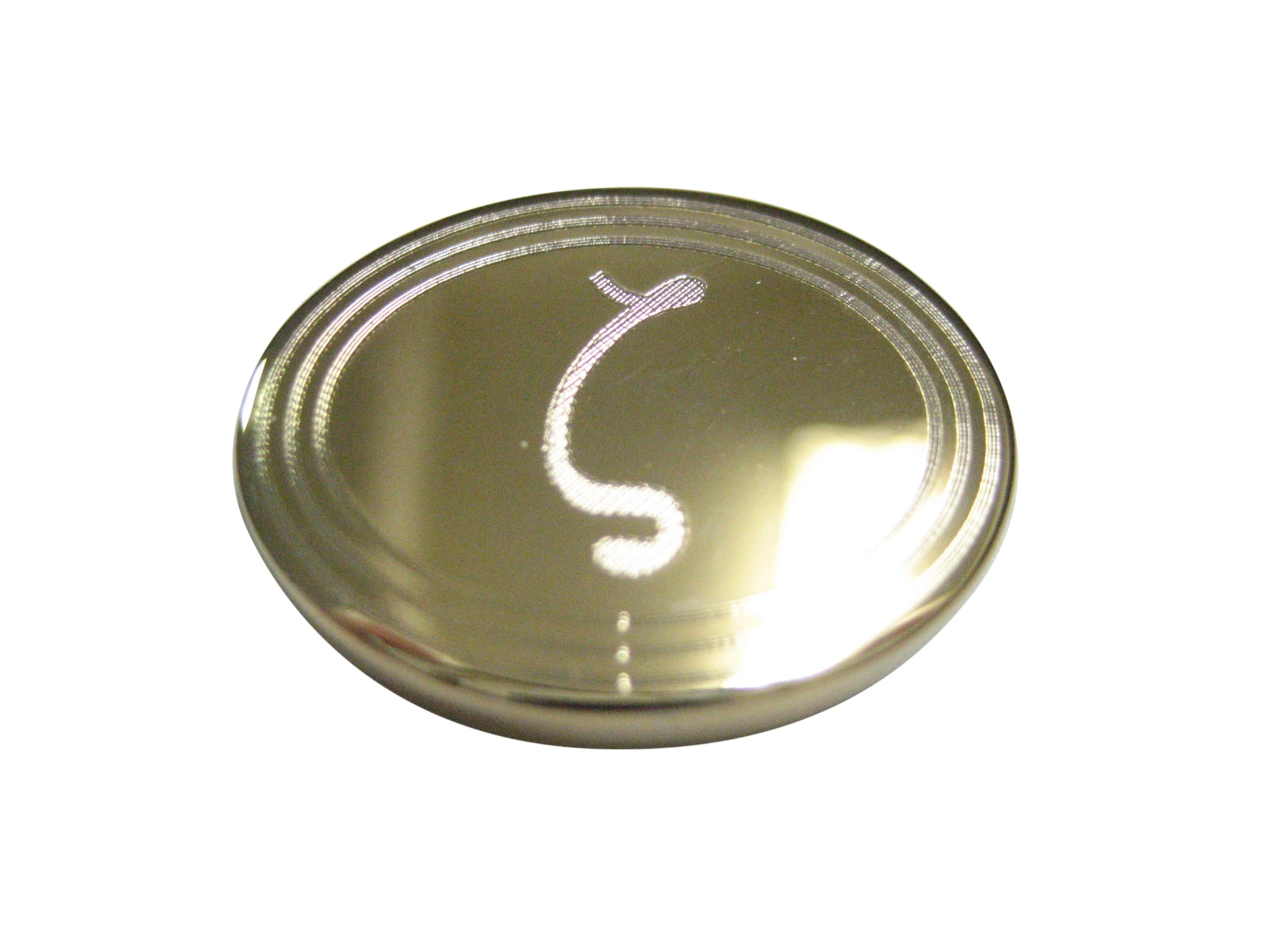 Gold Toned Etched Oval Greek Letter Zeta Pendant Magnet