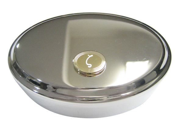 Gold Toned Etched Oval Greek Letter Zeta Pendant Oval Trinket Jewelry Box