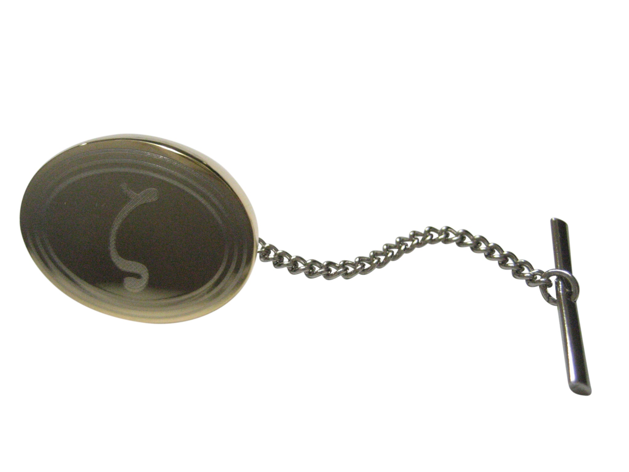 Gold Toned Etched Oval Greek Letter Zeta Tie Tack