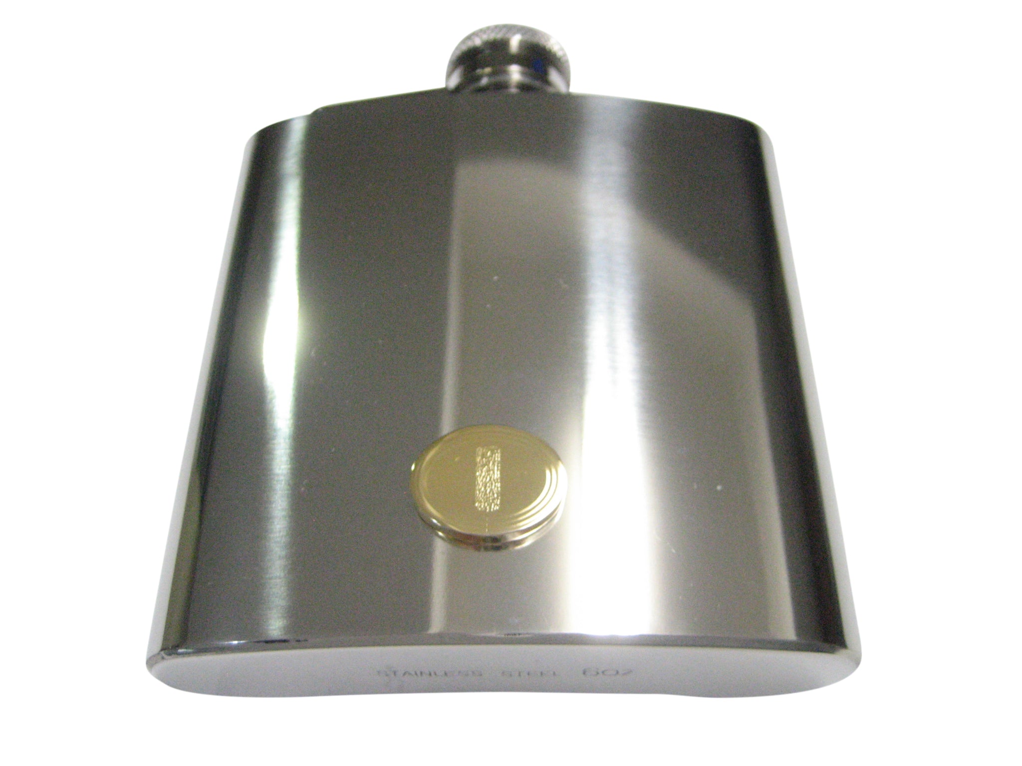 Gold Toned Etched Oval Helical Virus 6oz Flask