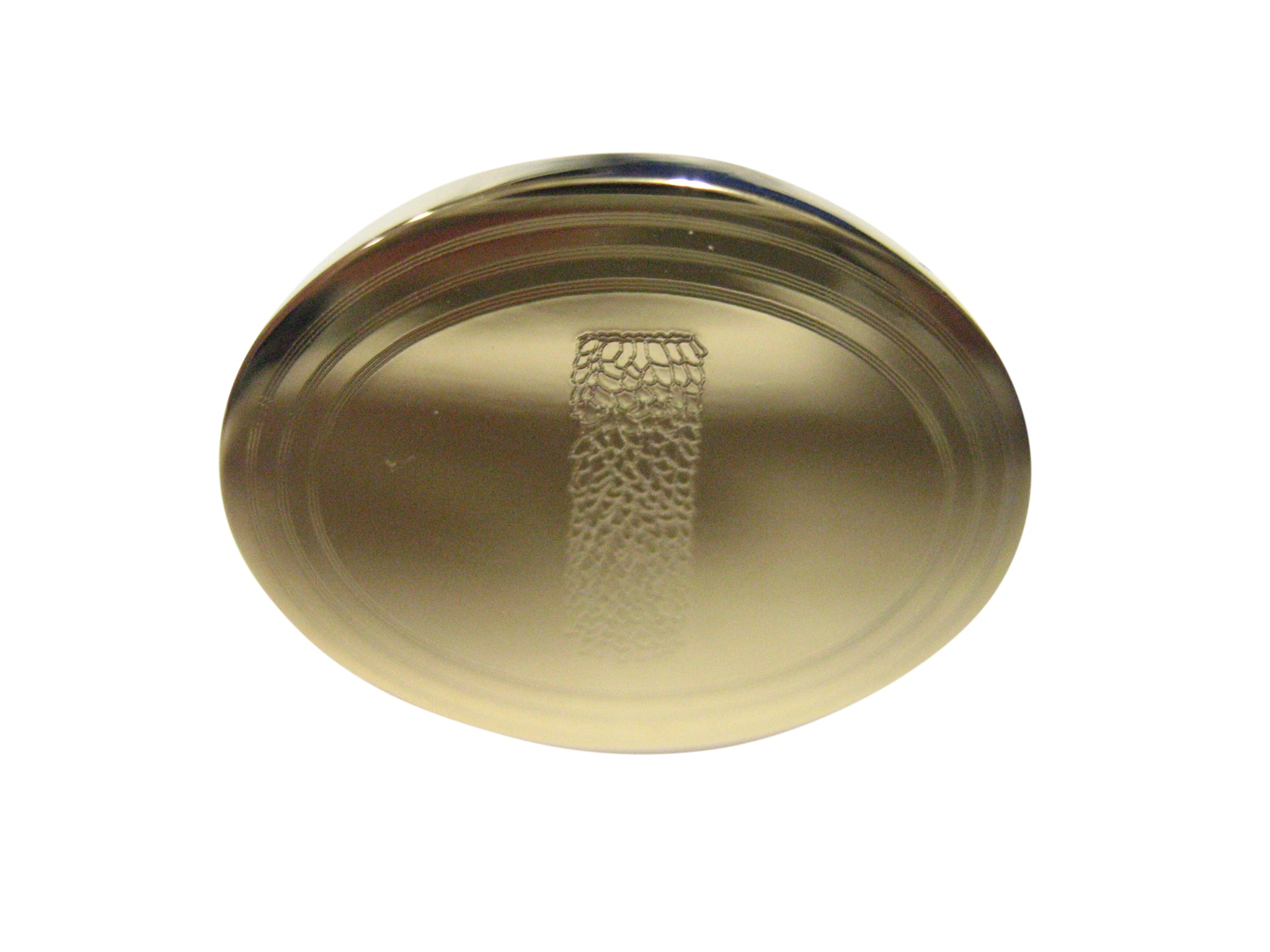 Gold Toned Etched Oval Helical Virus Adjustable Size Fashion Ring