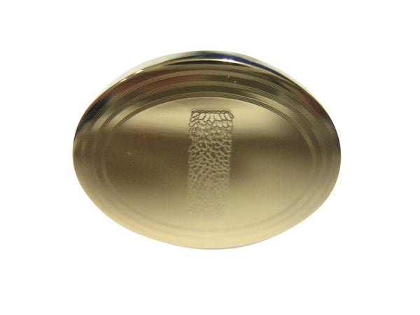 Gold Toned Etched Oval Helical Virus Adjustable Size Fashion Ring