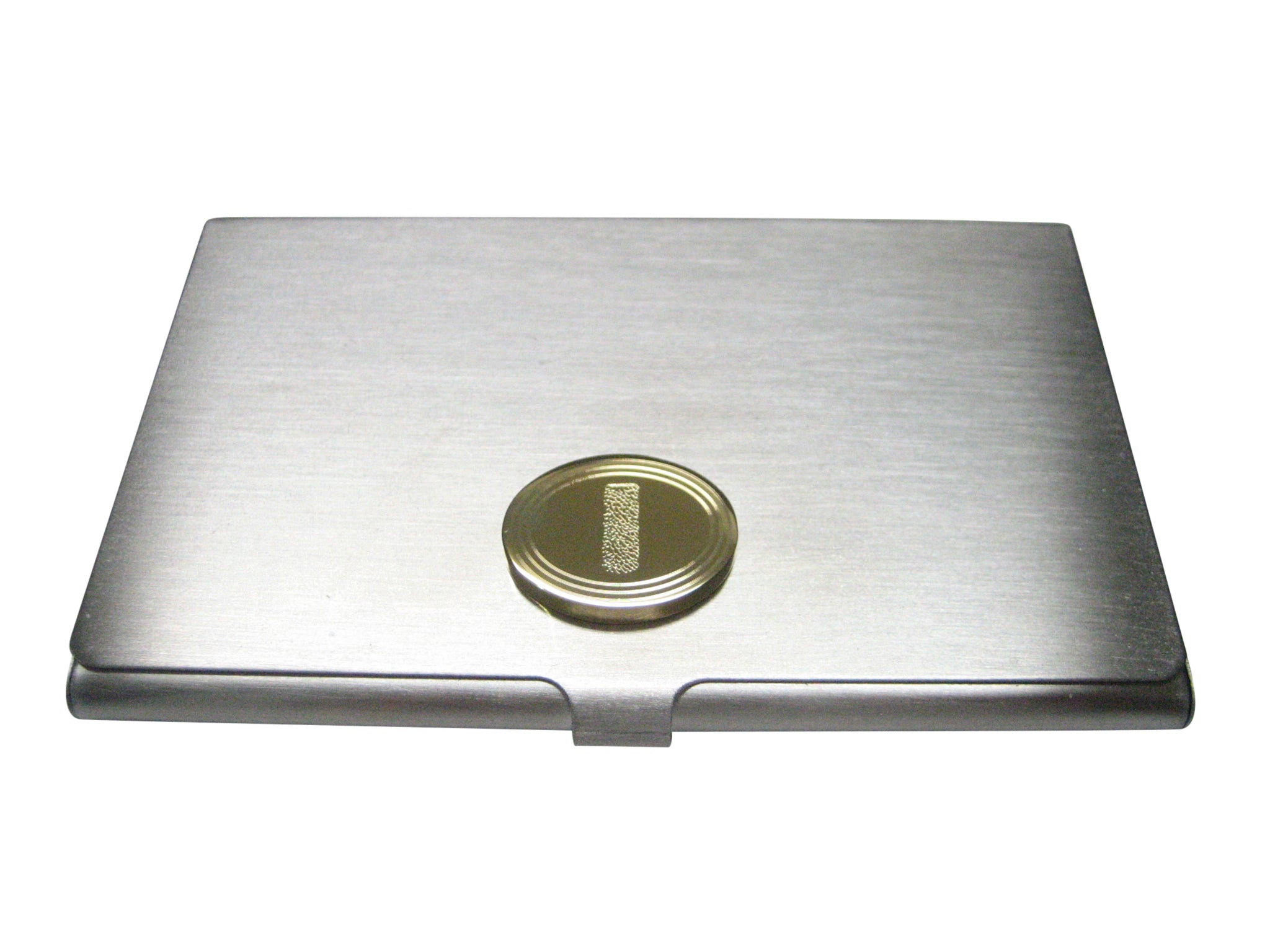 Gold Toned Etched Oval Helical Virus Business Card Holder