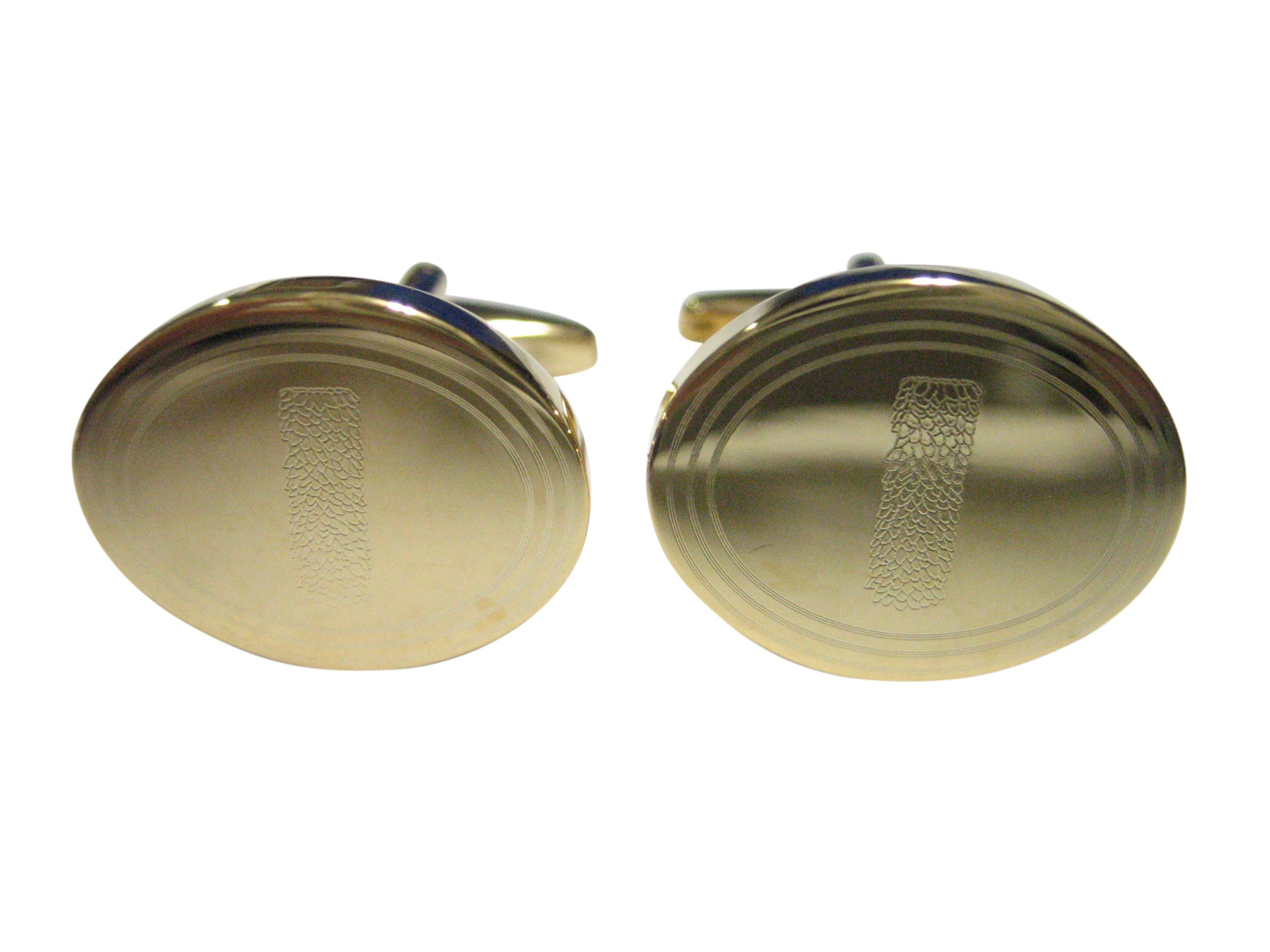 Gold Toned Etched Oval Helical Virus Cufflinks