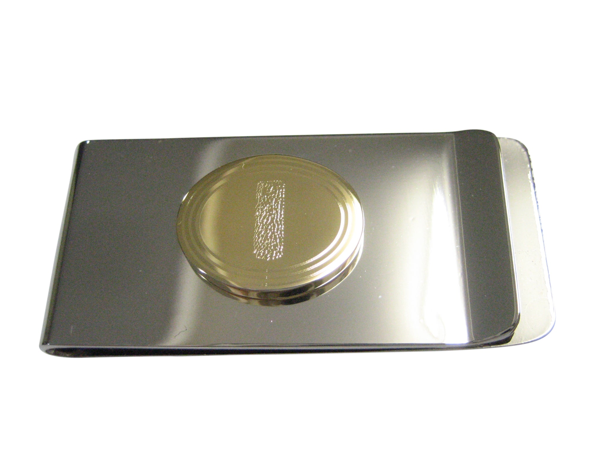 Gold Toned Etched Oval Helical Virus Money Clip