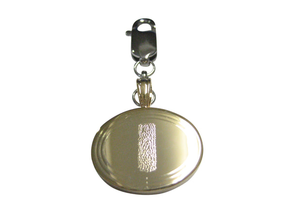 Gold Toned Etched Oval Helical Virus Pendant Zipper Pull Charm