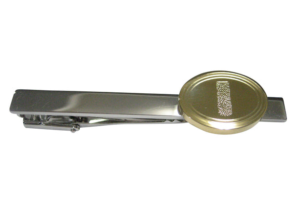 Gold Toned Etched Oval Helical Virus Tie Clip