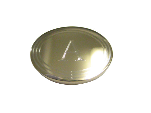 Gold Toned Etched Oval Letter A Monogram Magnet