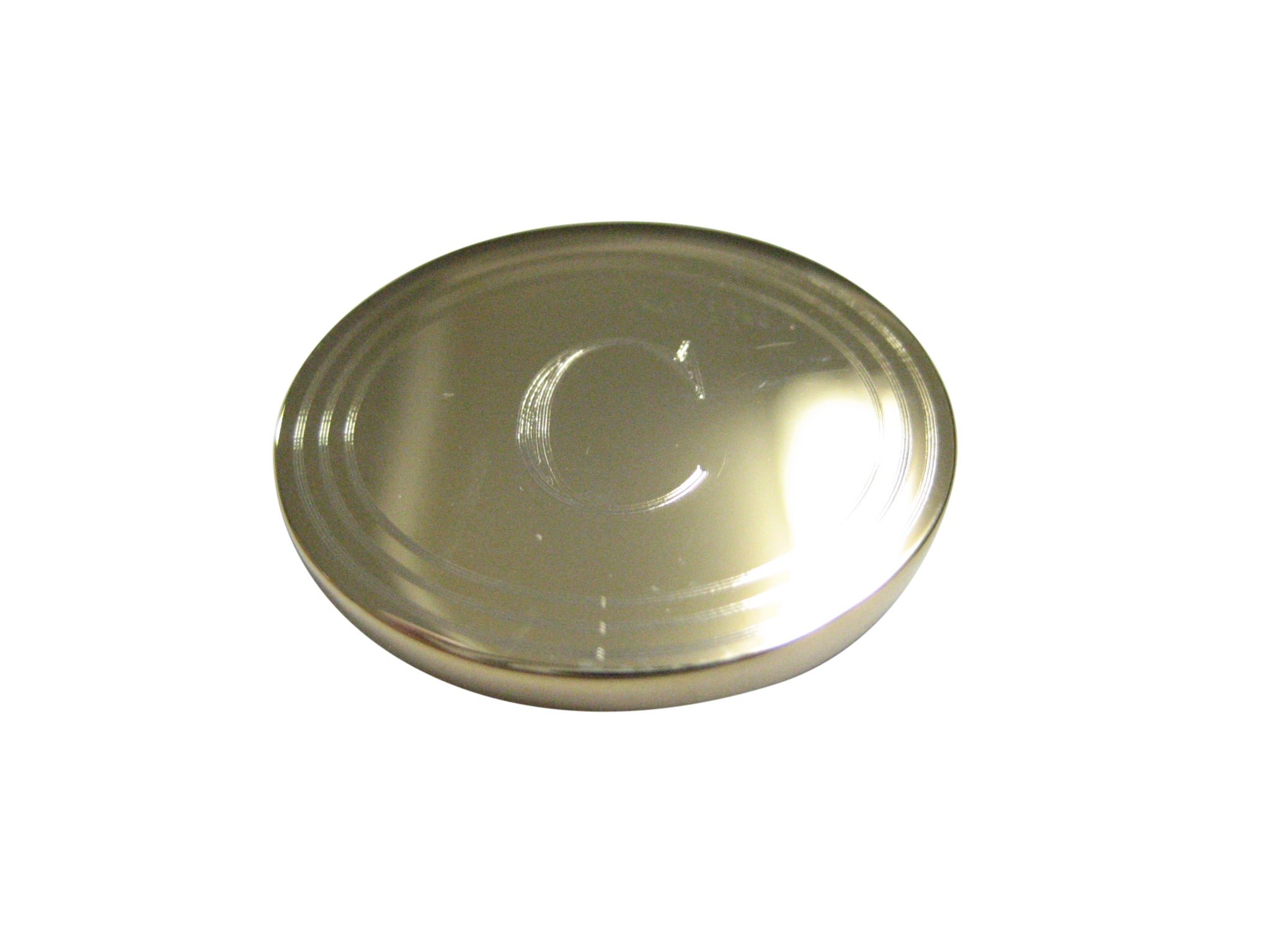 Gold Toned Etched Oval Letter C Monogram Magnet