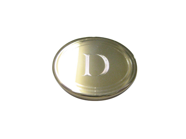 Gold Toned Etched Oval Letter D Monogram Magnet