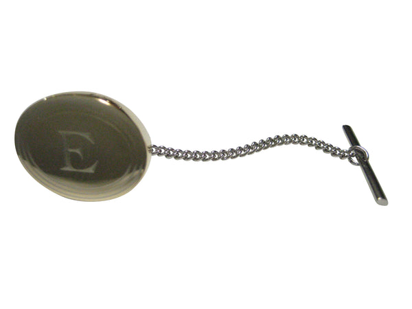 Gold Toned Etched Oval Letter E Monogram Tie Tack