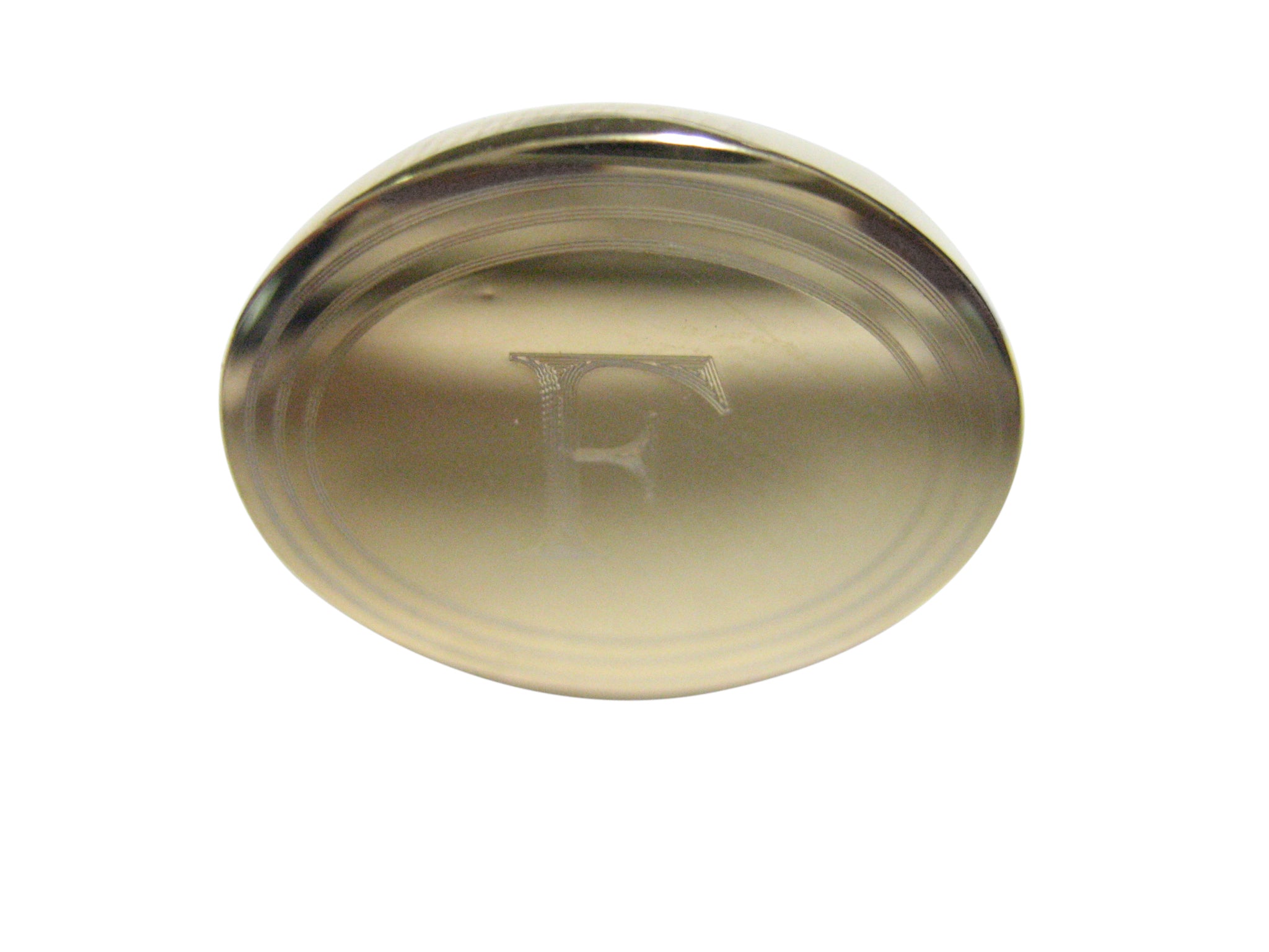 Gold Toned Etched Oval Letter F Adjustable Size Fashion Ring