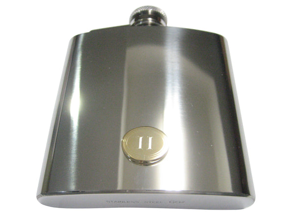 Gold Toned Etched Oval Letter H Monogram 6oz Flask