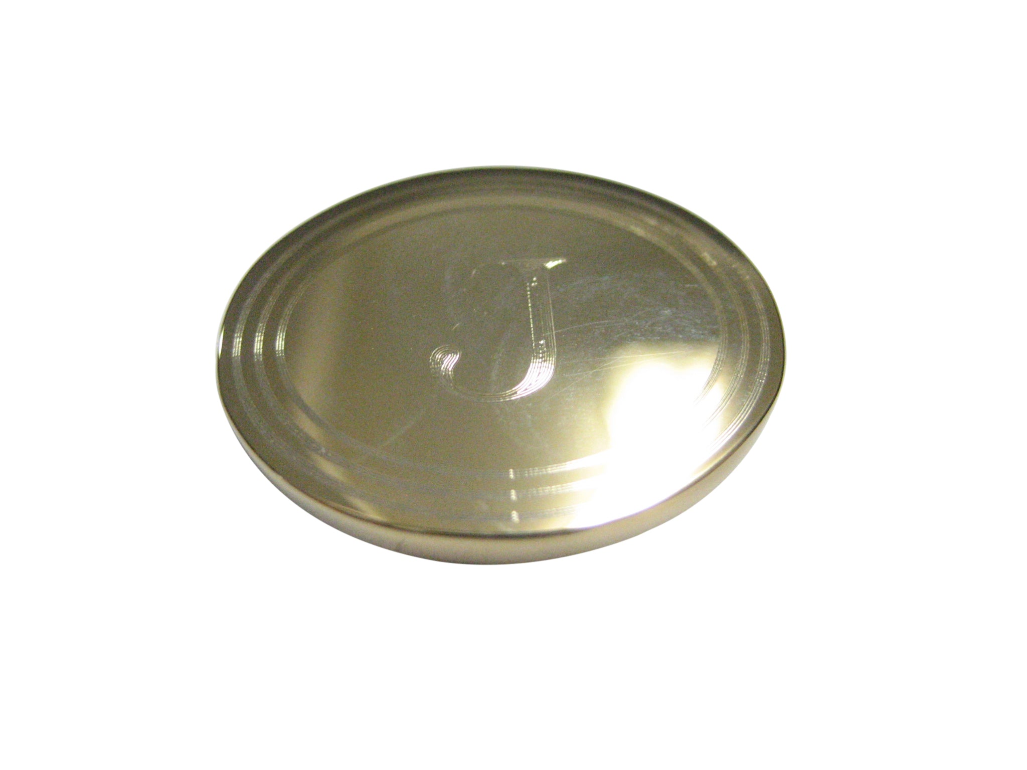 Gold Toned Etched Oval Letter J Monogram Magnet