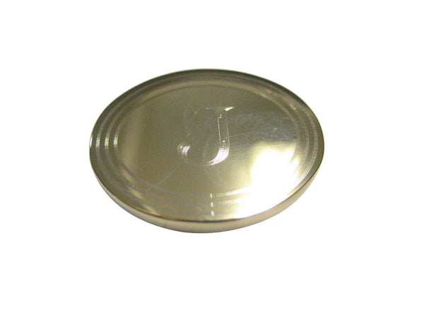 Gold Toned Etched Oval Letter J Monogram Magnet