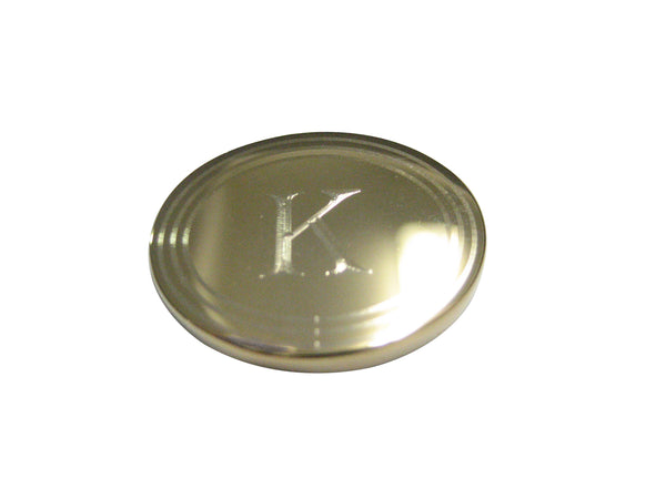 Gold Toned Etched Oval Letter K Monogram Magnet