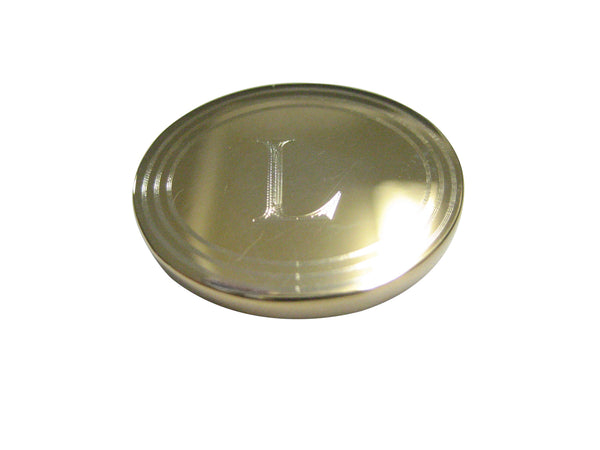 Gold Toned Etched Oval Letter L Monogram Magnet