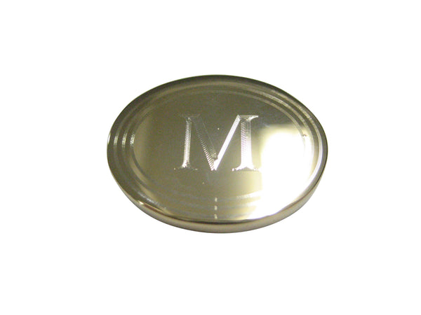 Gold Toned Etched Oval Letter M Monogram Magnet