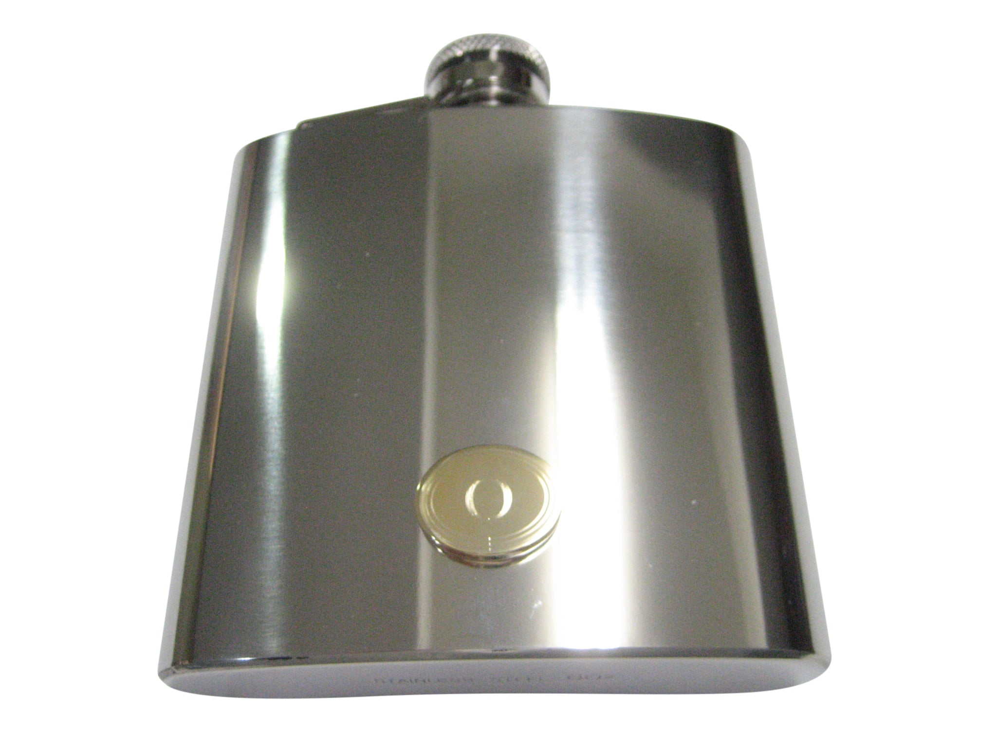 Gold Toned Etched Oval Letter O Monogram 6oz Flask