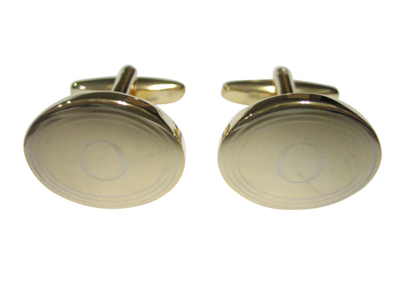 Gold Toned Etched Oval Letter O Monogram Cufflinks