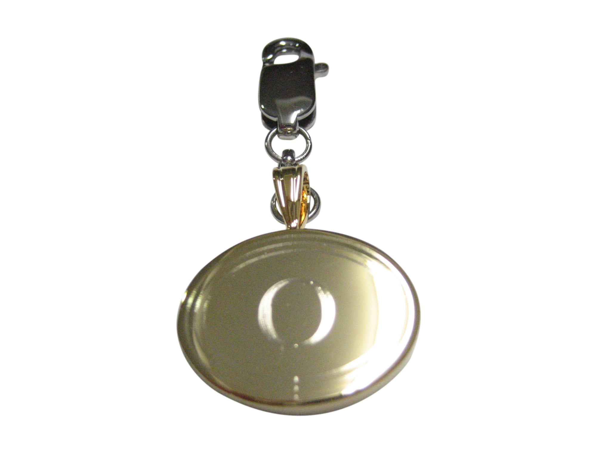 Gold Toned Etched Oval Letter O Monogram Pendant Zipper Pull Charm