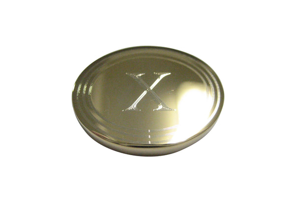 Gold Toned Etched Oval Letter X Monogram Magnet