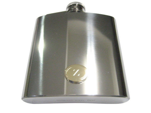 Gold Toned Etched Oval Letter Z Monogram 6oz Flask