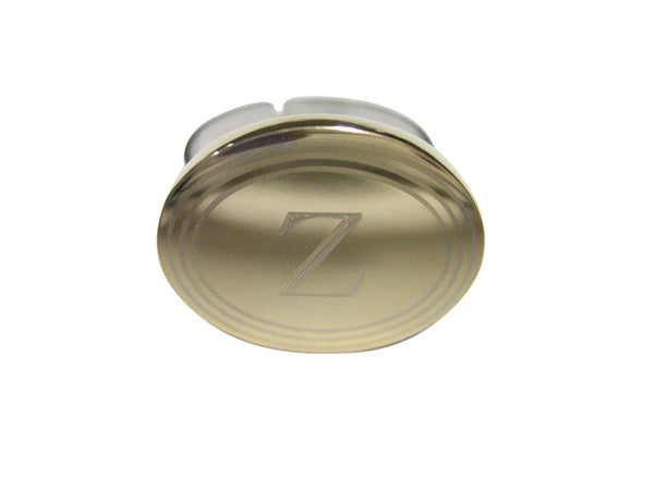 Gold Toned Etched Oval Letter Z Monogram Adjustable Size Fashion Ring