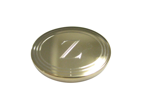 Gold Toned Etched Oval Letter Z Monogram Magnet