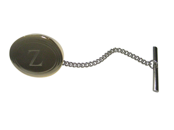 Gold Toned Etched Oval Letter Z Monogram Tie Tack