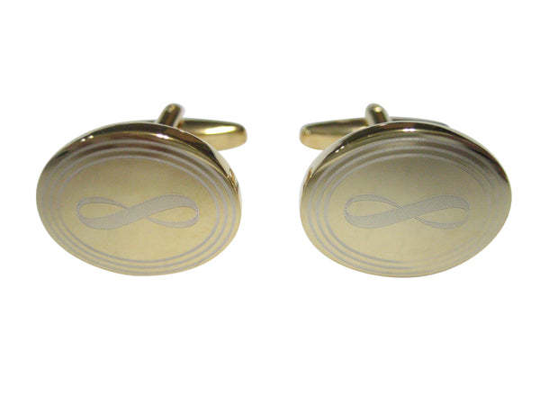 Gold Toned Etched Oval Mathematical Infinity Google Googol Symbol Cufflinks