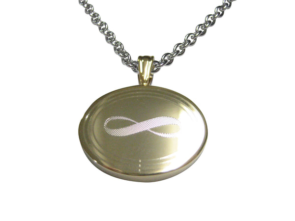 Gold Toned Etched Oval Mathematical Infinity Google Googol Symbol Pendant Necklace