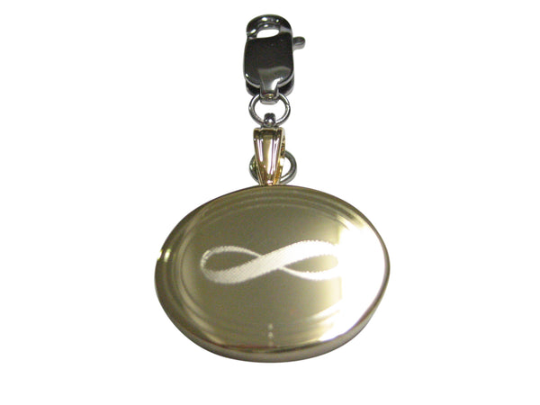 Gold Toned Etched Oval Mathematical Infinity Google Googol Symbol Pendant Zipper Pull Charm