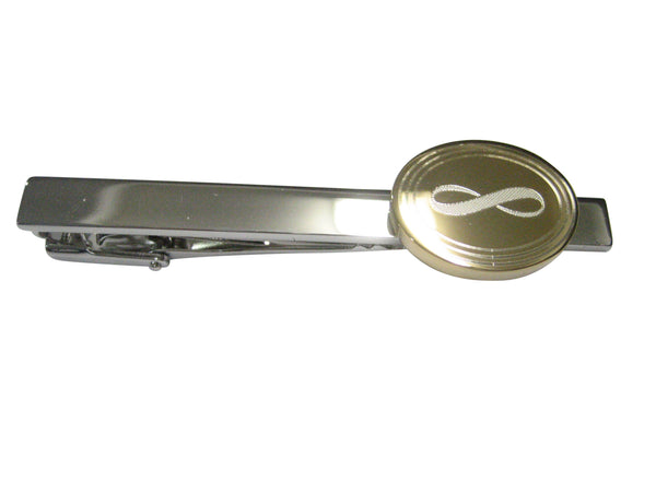 Gold Toned Etched Oval Mathematical Infinity Google Googol Symbol Tie Clip