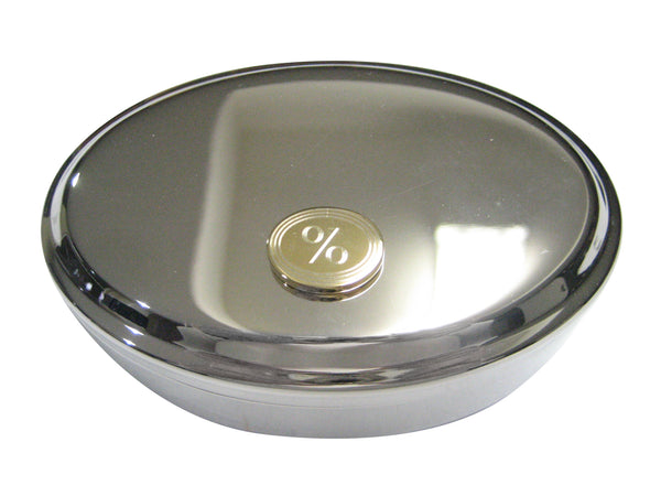 Gold Toned Etched Oval Mathematical Percent Sign Oval Trinket Jewelry Box