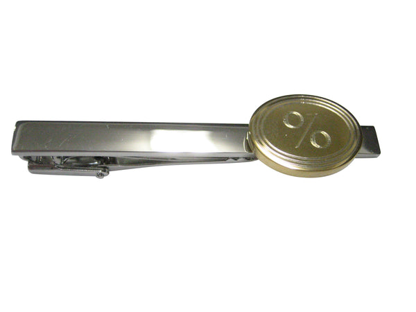 Gold Toned Etched Oval Mathematical Percent Sign Tie Clip