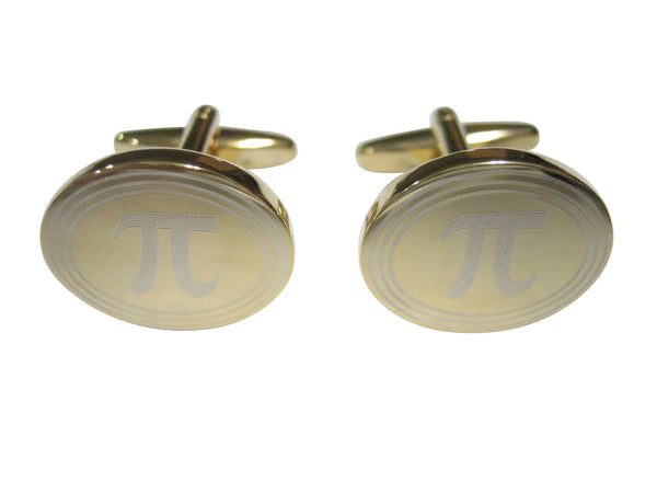 Gold Toned Etched Oval Mathematical Pi Symbol Cufflinks