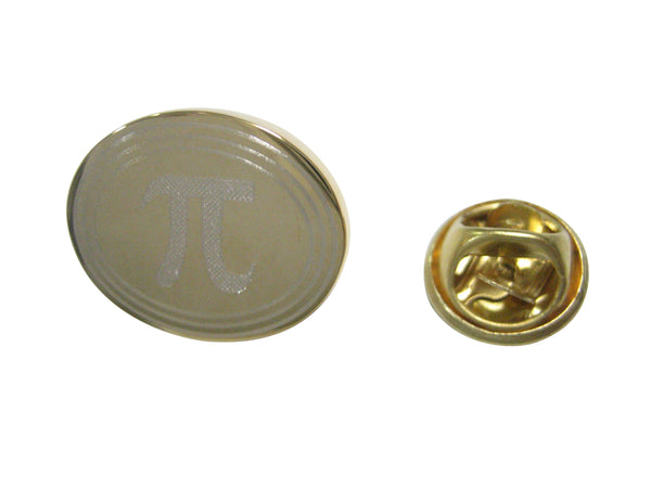 Gold Toned Etched Oval Mathematical Pi Symbol Lapel Pin