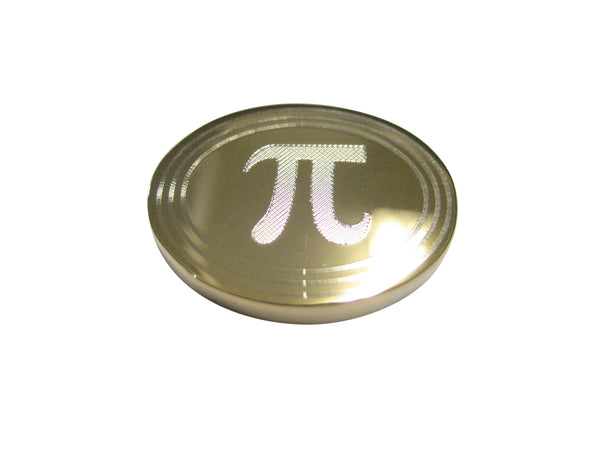 Gold Toned Etched Oval Mathematical Pi Symbol Magnet