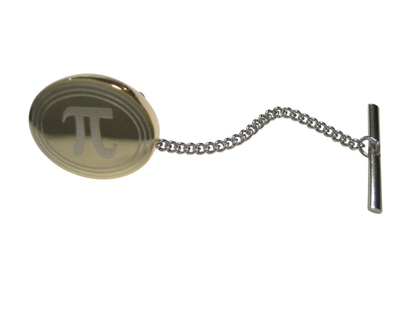 Gold Toned Etched Oval Mathematical Pi Symbol Tie Tack